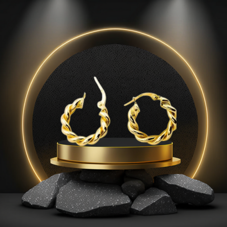 İkili Burma 14 Ayar Altın Halka Küpe