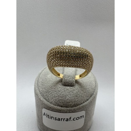 14 Ayar Toplu Yarım Tur Taşlı Altın Yüzük