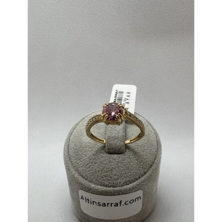 14 Ayar Pembe Taşlı Fantazi Altın Yüzük