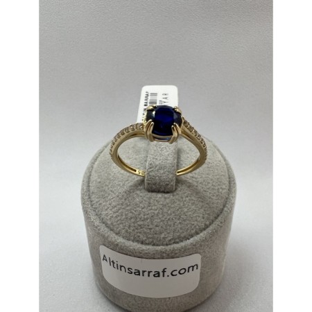 14 Ayar Lacivert Taşlı Fantazi Altın Yüzük