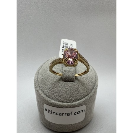 14 Ayar Pembe Taşlı Fantazi Altın Yüzük