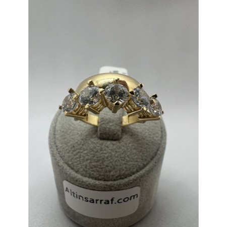 14 ayar Yeşil Alyanslı Beştaş Altın Yüzük