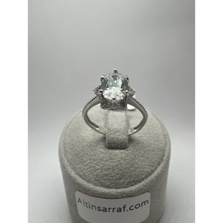 14 Ayar Beyaz Lotus Çiçeği Tektaş Altın Yüzük