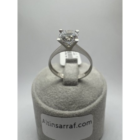 14 Ayar Beyaz Taşsız Tektaş Altın Yüzük