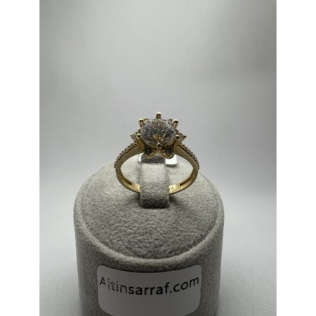 14 Ayar Lotus Çiçeği Tektaş Altın Yüzük