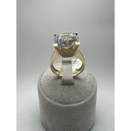 14 Ayar Yeşil Büyük Taşlı Tektaş Altın Yüzük