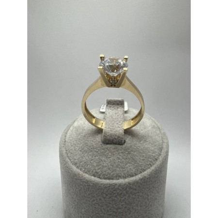 14 Ayar Yeşil Tektaş Altın Yüzük