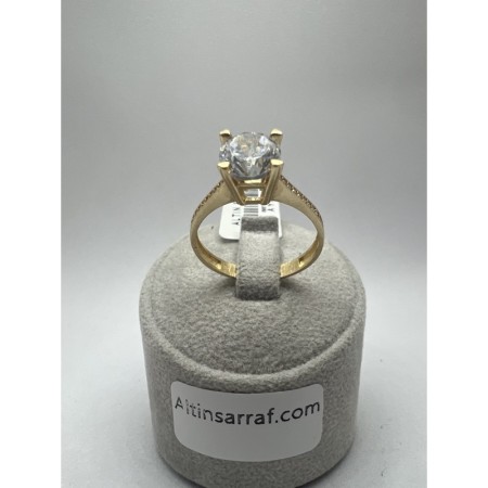 14 Ayar Taşlı Tektaş Altın Yüzük