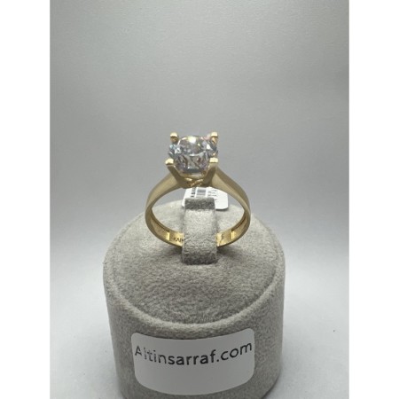 14 Ayar Yeşil Taşsız Tektaş Altın Yüzük