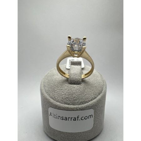 14 Ayar Yeşil Taşsız Tektaş Altın Yüzük