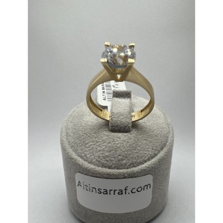 14 Ayar Yeşil Taşsız Tektaş Altın Yüzük