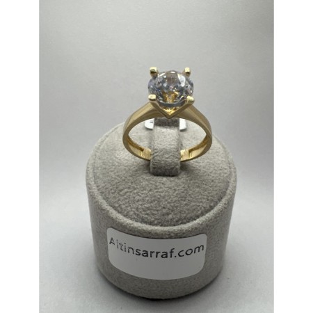 14 Ayar Yeşil Taşsız Tektaş Altın Yüzük