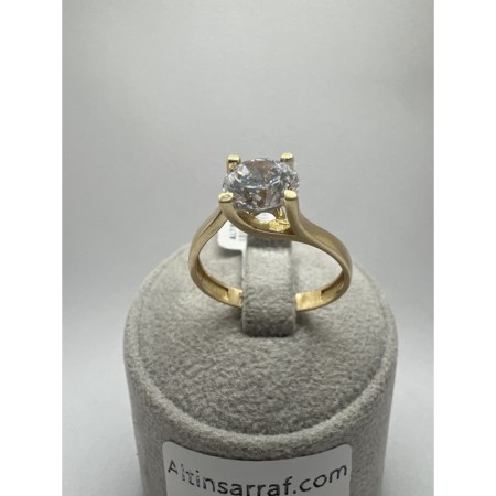 14 Ayar Kıvrımlı Tektaş Altın Yüzük