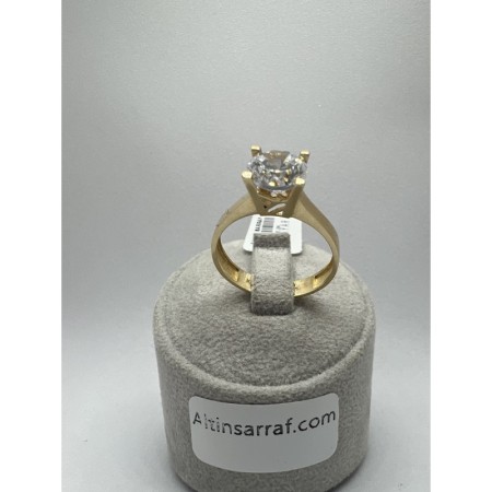 14 Ayar Yeşil Tektaş Altın Yüzük