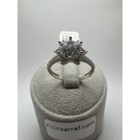 14 Ayar Beyaz Lotus Çiçeği Tektaş Altın Yüzük