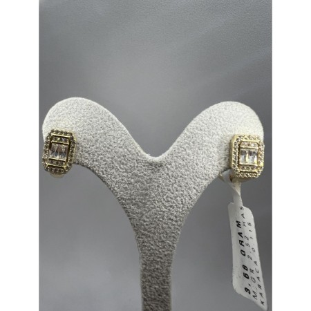 14 Ayar Yeşil Baget Altın Küpe