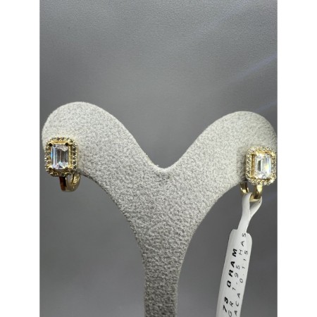 14 Ayar Altın Yeşil Baget Küpe