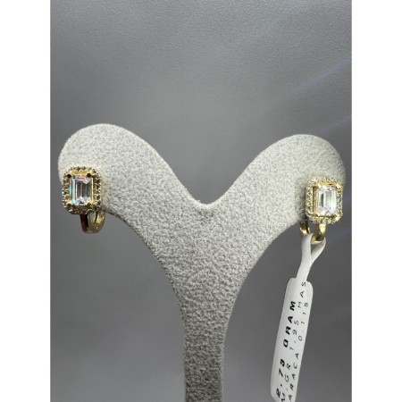 14 Ayar Altın Yeşil Baget Küpe