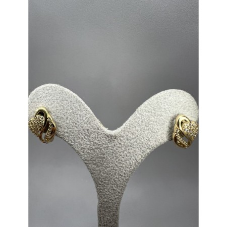 14 Ayar Desenli Taşlı Altın Küpe