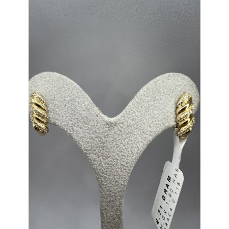 14 Ayar Desenli Taşlı Altın Küpe