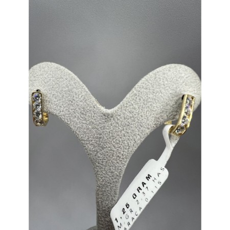 14 Ayar Yeşil Taşlı Altın Küpe