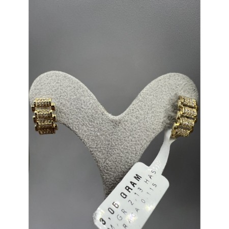 14 Ayar Taşlı Altın Küpe