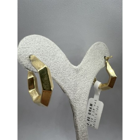 14 Ayar Altıgen Altın Halka Küpe