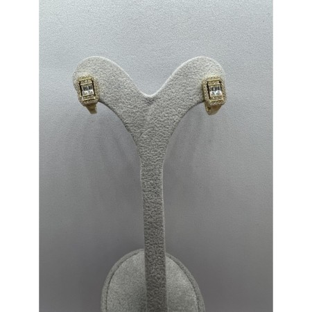 14 Ayar Altın Yeşil Baget Küpe