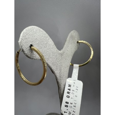 14 Ayar Kibrit Çöpü Geçirmeli Altın Halka Küpe