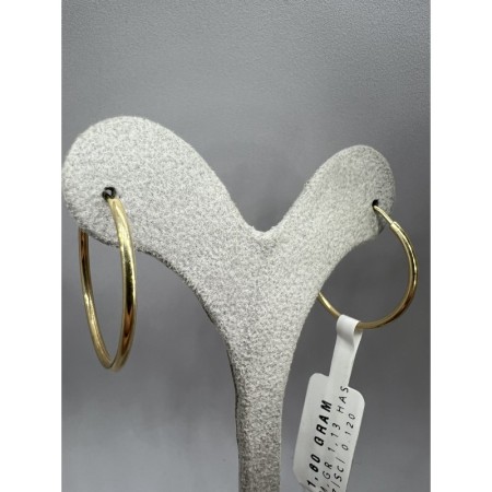 14 Ayar Düz Geçirmeli Altın Halka Küpe