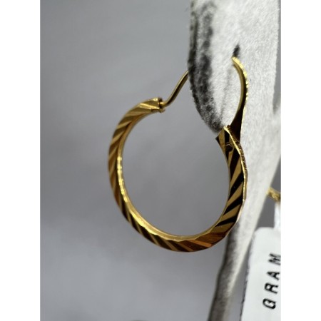 14 Ayar Desenli Altın Halka Küpe