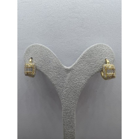 14 Ayar Altın Yeşil Baget Küpe