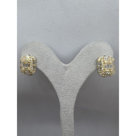 14 Ayar Altın Yeşil Baget Küpe