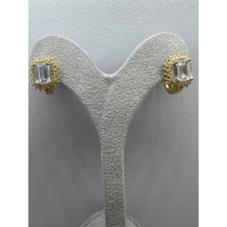 14 Ayar Altın Yeşil Baget Küpe