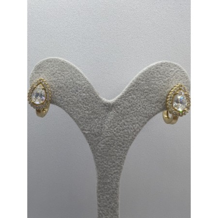 14 Ayar Damla Baget Taşlı Yeşil Altın Küpe