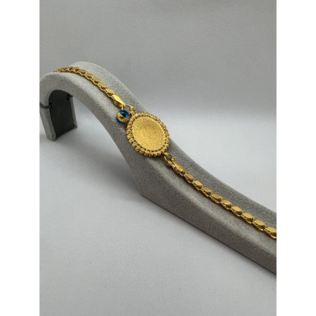 14 Ayar Dorika Nazar boncuklu Pullu Altın Bileklik